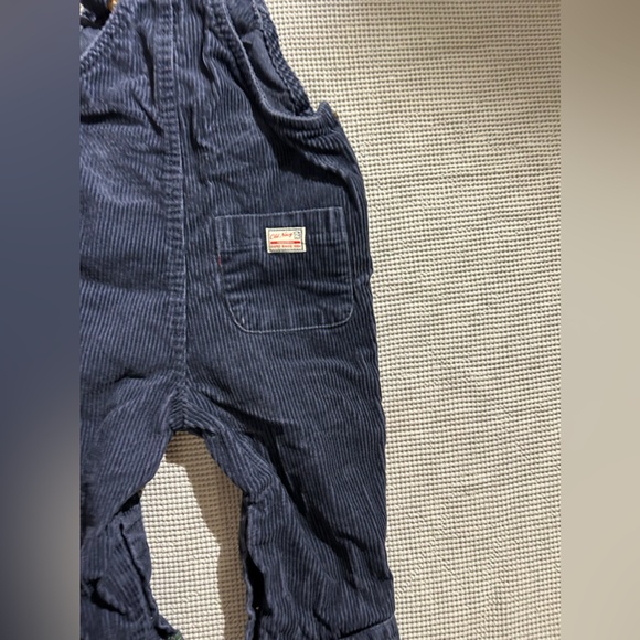 Old Navy blue thick width Corduroy red green plaid cuffed Overalls 12 mth - Picture 5 of 7
